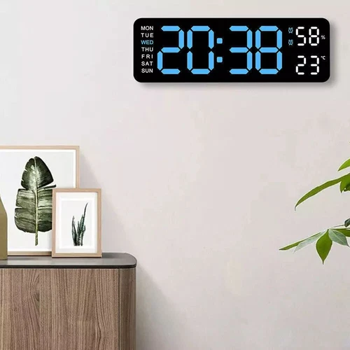 LED Large Digital Wall Desk Clock Desk Alarm Clock Temperature Date Week Display - Picture 7 of 15