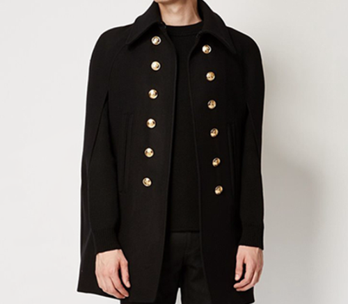 Mens Cape Cloak Woolen Coat Mid Length 
