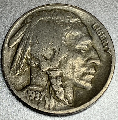1937-D Buffalo 🦬 Indian Head Nickel 5c F Fine SR668