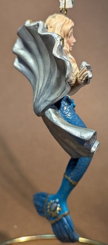 (2) KSA MERMAID ON SHELLS ORNAMENTS 6" TALL BLUE AND GOLD GLITTER - Picture 12 of 12