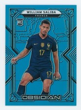 2021-22 William Saliba Panini Obsidian Blue Flood France Rookie Card 6/12. rookie card picture