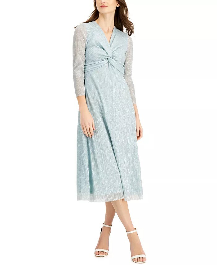 anne klein mesh dress Anne Klein Twisted Metallic Mesh Dress - Jade Flower