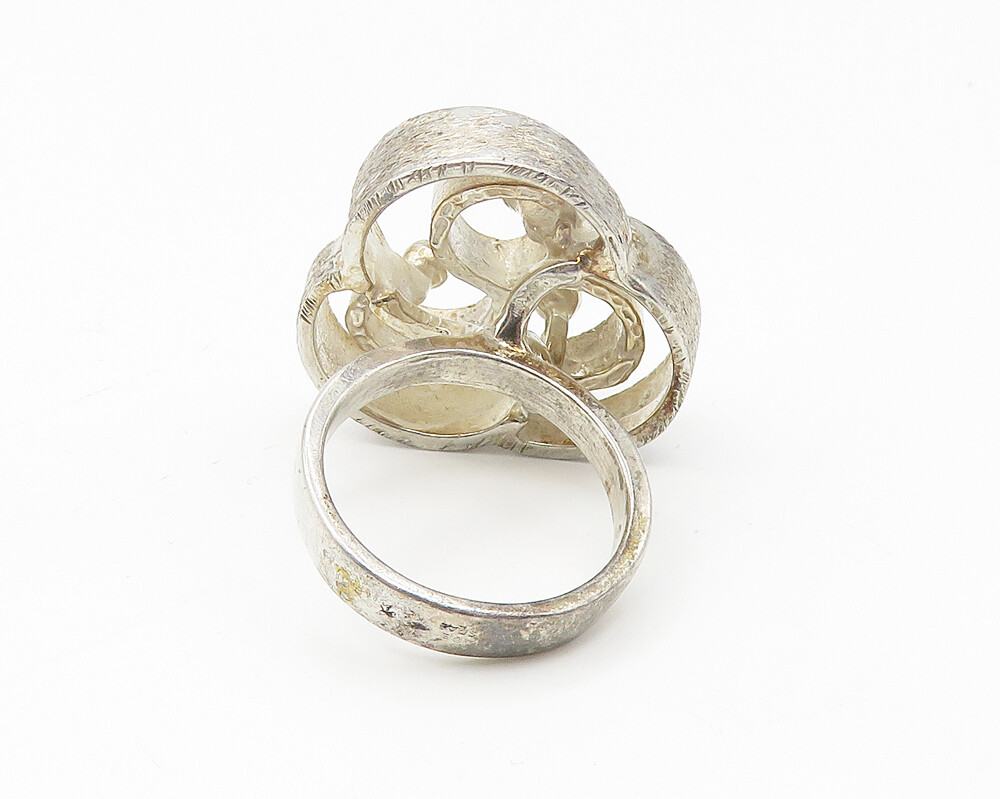 925 Sterling Silver Vintage Shiny Triskelion Statement Ring Sz 7