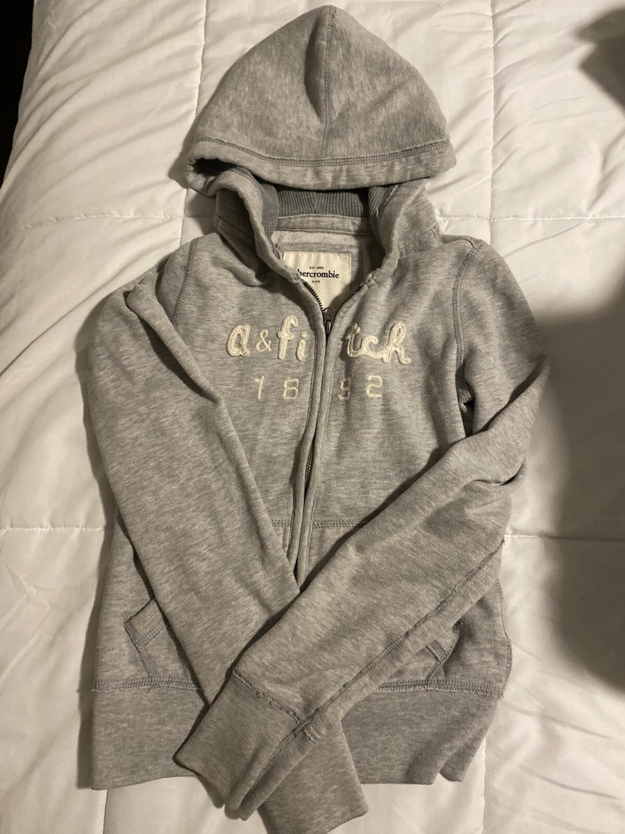 Abercrombie フード付きパーカー 1892 ABERCROMBIE KIDS a & fitch 1892 Gray FULL ZIP HOODIE HOODED