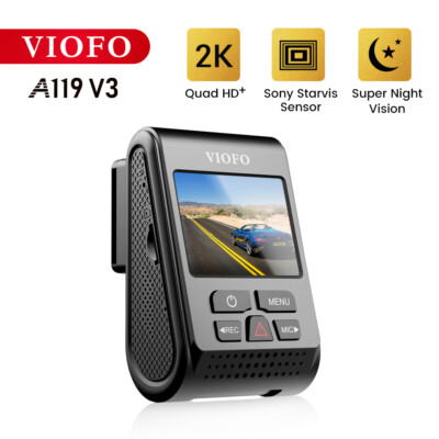 VIOFO A119 V2 Autocamera, dashcam, 2560 x 1440p, 2K Super HD, 160° groothoek met GPS 2 inch LCD-scherm, G-sensor, bewegingsdetectie, lusopname, parkeermodus, timelapier, WDR