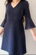 Banana Republic Knee Dress 3/4 Sleeve Navy Blue Sz 8 Fall office Church Business
