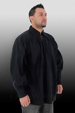 Medieval Shirt Full Sleeves, Collar, Wood Buttons, Re-enactor Ren Fair 4 Sizes