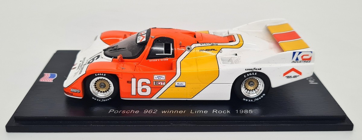 Miniature Spark Porsche 962 - Vainqueur Lime Rock 1985 - Échelle 1/43 - Résine - Limitée 400 Pcs