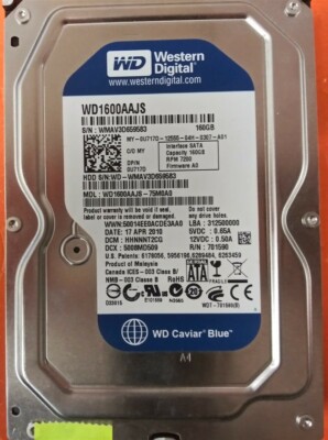      Hard Drive SATA Desktop 3.5'' WD1600AAJS-75M0A0 160GB DCM: HHNNNT2CG