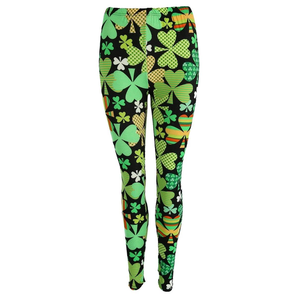 Two Left Feet St Patricks Day Lucky Shamrock Green Irish Leggings L/XL 12-18