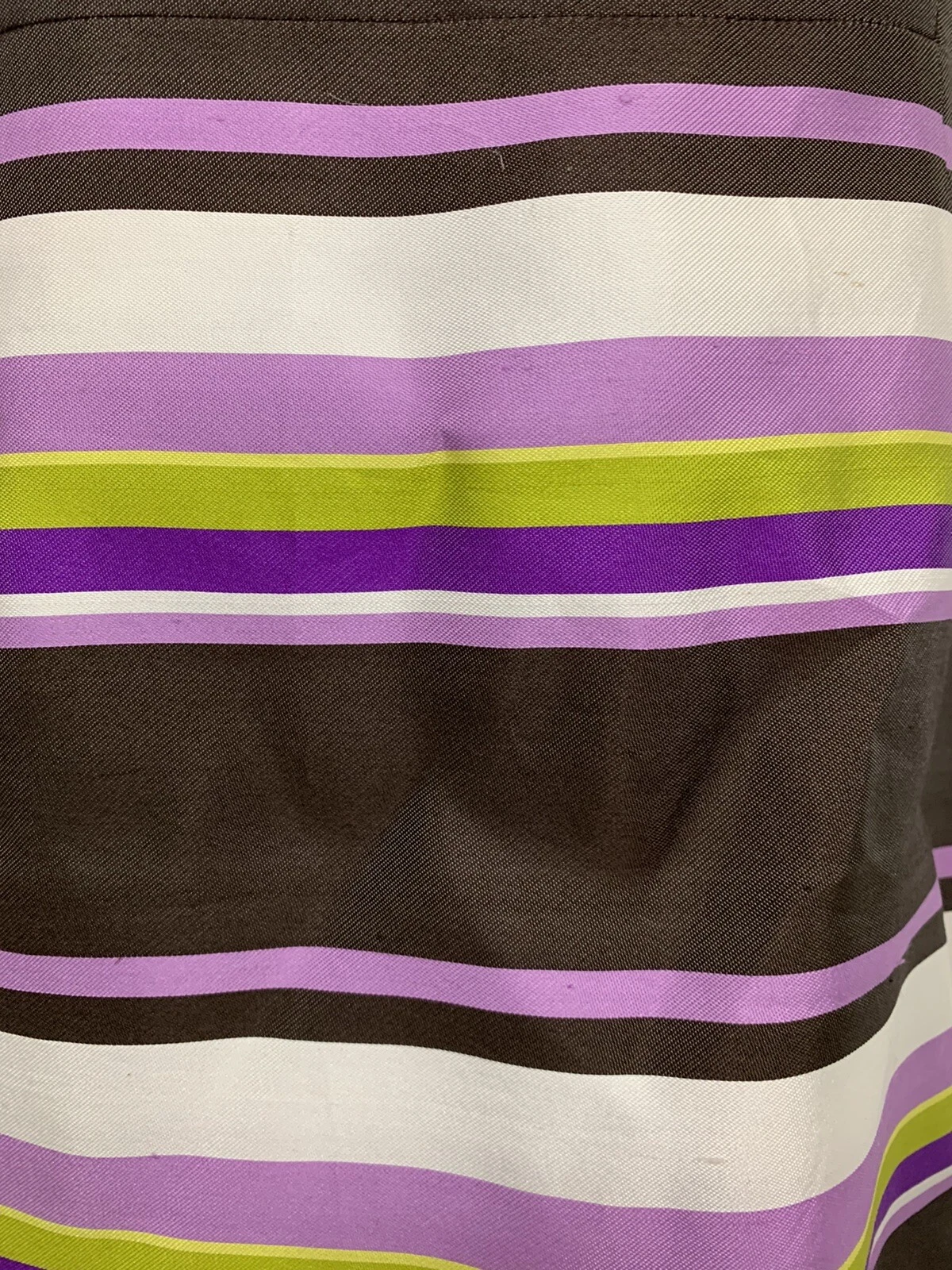 Abito Kate Spade 6 seta MARTIE a righe senza maniche viola marrone foderato tubino