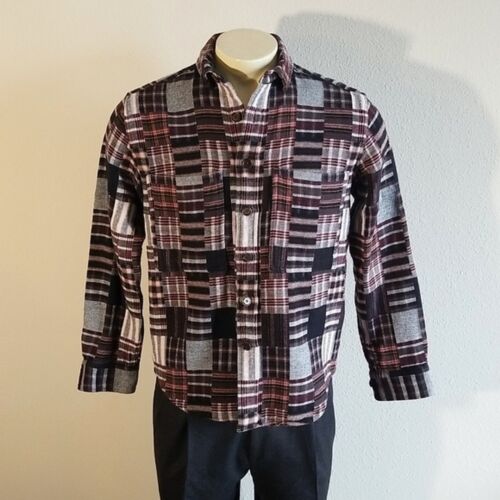 Banana Republic Patchwork Pink and Black Flannel S