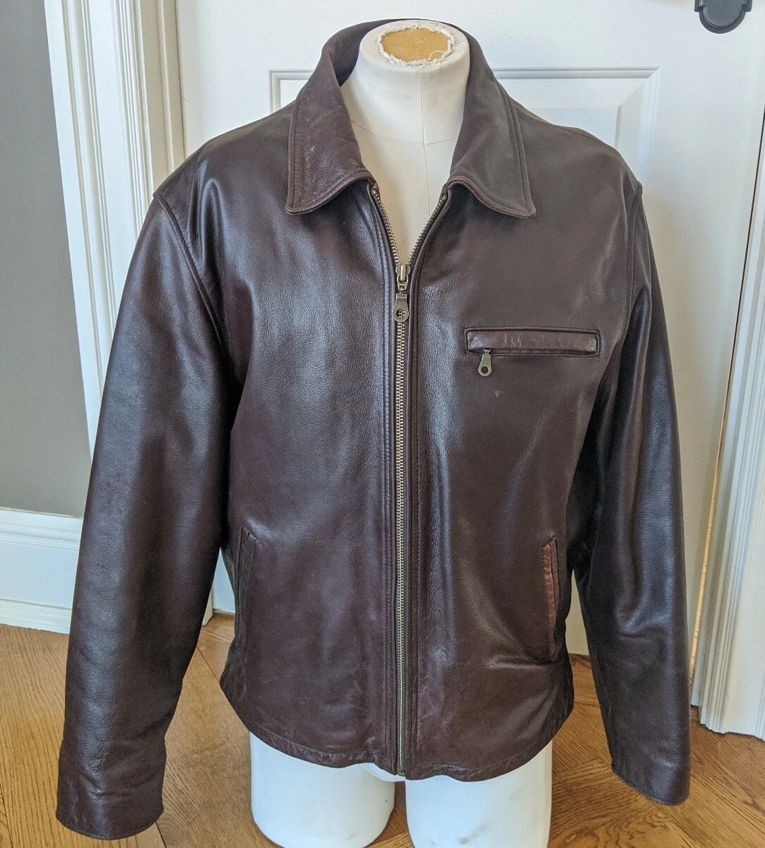 M Julian Mens Wilsons Leather Brown Motorcycle Jacket Thinsulate Lined SZ LARGE