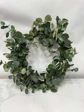 Artificial Eucalyptus Wreath - 20" Fake Green Leaves Eucalyptus Wreath with Seed