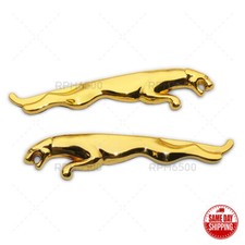 Set Mini Jaguar Logo Fender Marker Nameplate Emblem Badge Gold Sport Decorate