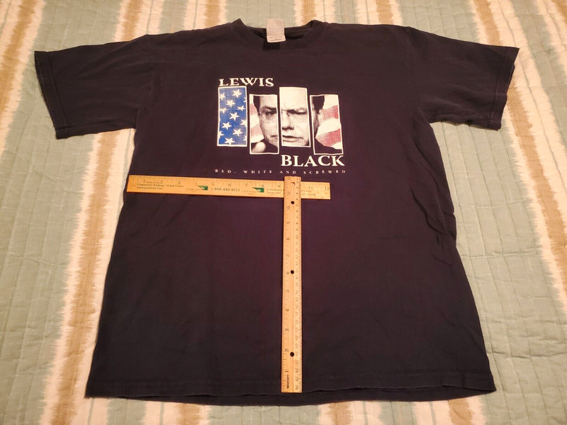 LEWIS BLACK T-Shirt, Red White & Screwed MEDIUM T-SHIRT comedy tour show, RARE