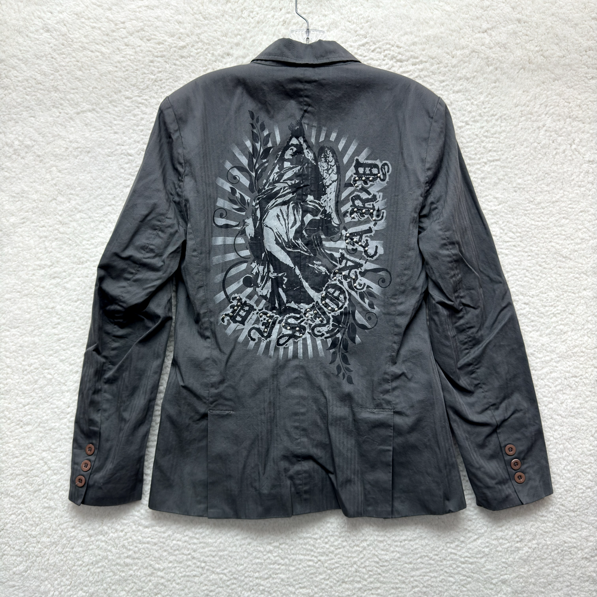 Y2K Vintage Guess Blazer Jacket Small Mens Grey Graphic Y2K Vintage Guess Blazer Jacket Small Mens Grey Graphic