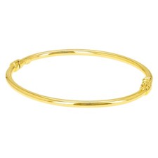 Italian 14k Yellow Gold Hollow Plain Oval Tube Bangle Bracelet 7" 3mm 4 grams