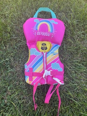 Speedo Infant USCG Approved Life Jacket Swim Vest, Pink Rainbow