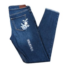 NWT Hollister Low Rise Super Skinny Jeans Embroidered Flowers Denim 5R 29x29 