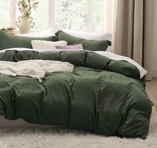 Bedsure Olive Green Oversized King Duvet Cover CottonLike Polyester 120"-98" 3PC
