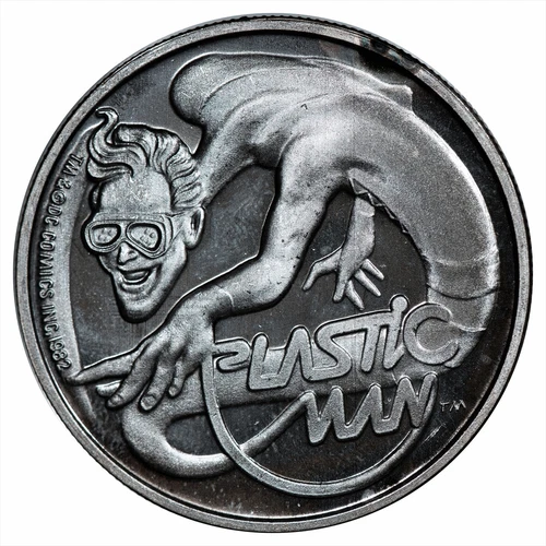 1982 Plastic Man Cartoon Celebrities 1 oz .999 Fine Silver Round