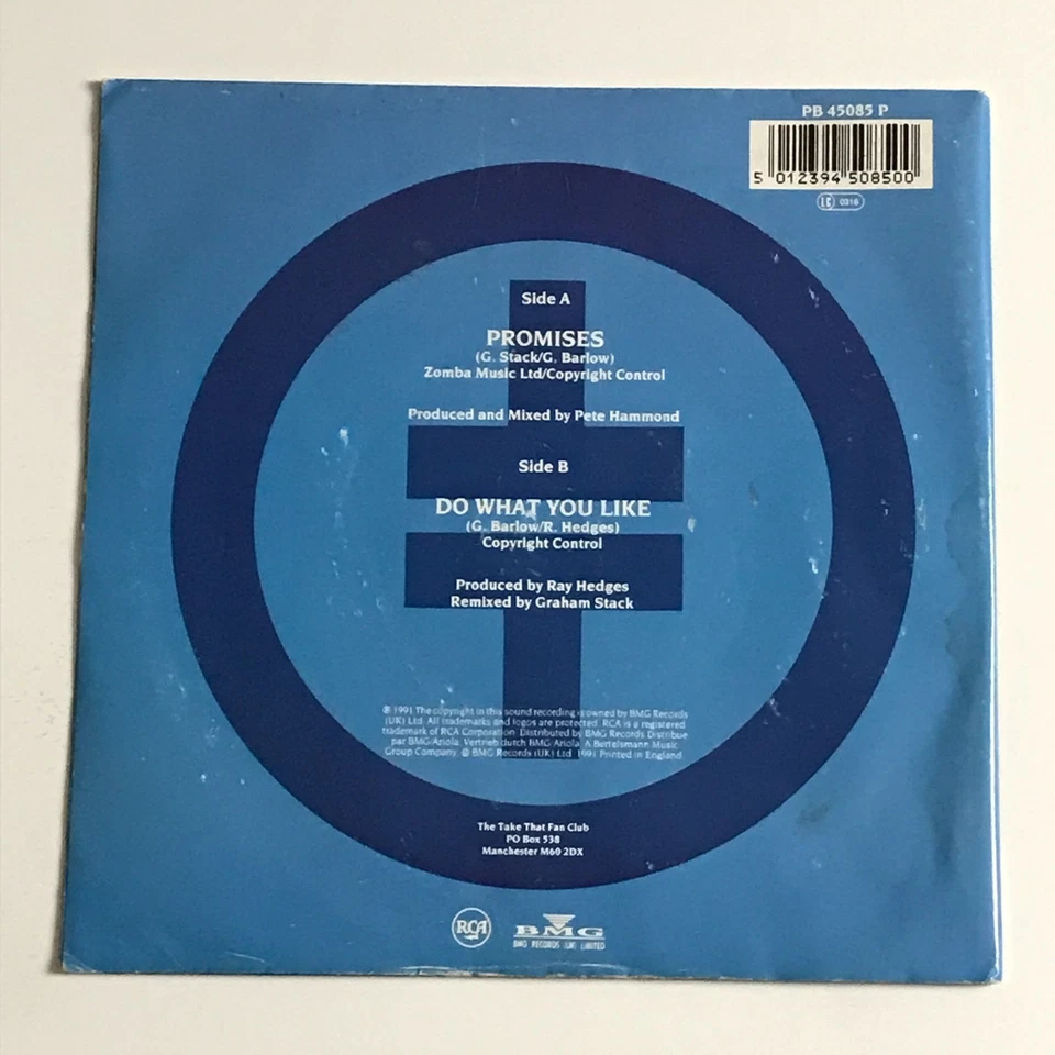 Take That - Promises 7" Vinyl Record/Poster Sleeve A1/B1 - PB 45085 VG+/VG+ - Image 2 of 4