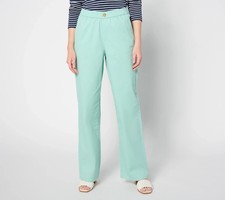 Denim  Co. Petite EasyWear Twill Full-Length Wide-Leg Pant,Turquoise XS A633305
