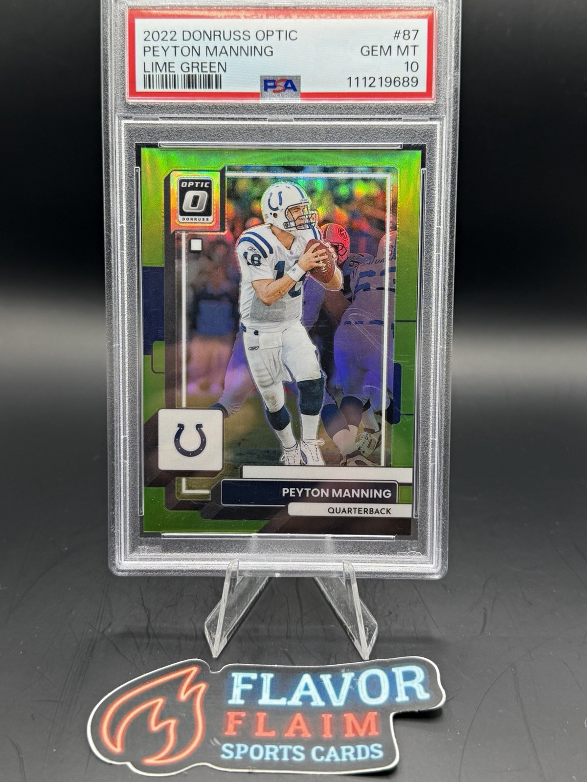 Panini 2022 Donruss Optic Peyton Manning Lime Green /35 #87 PSA 10 Colts