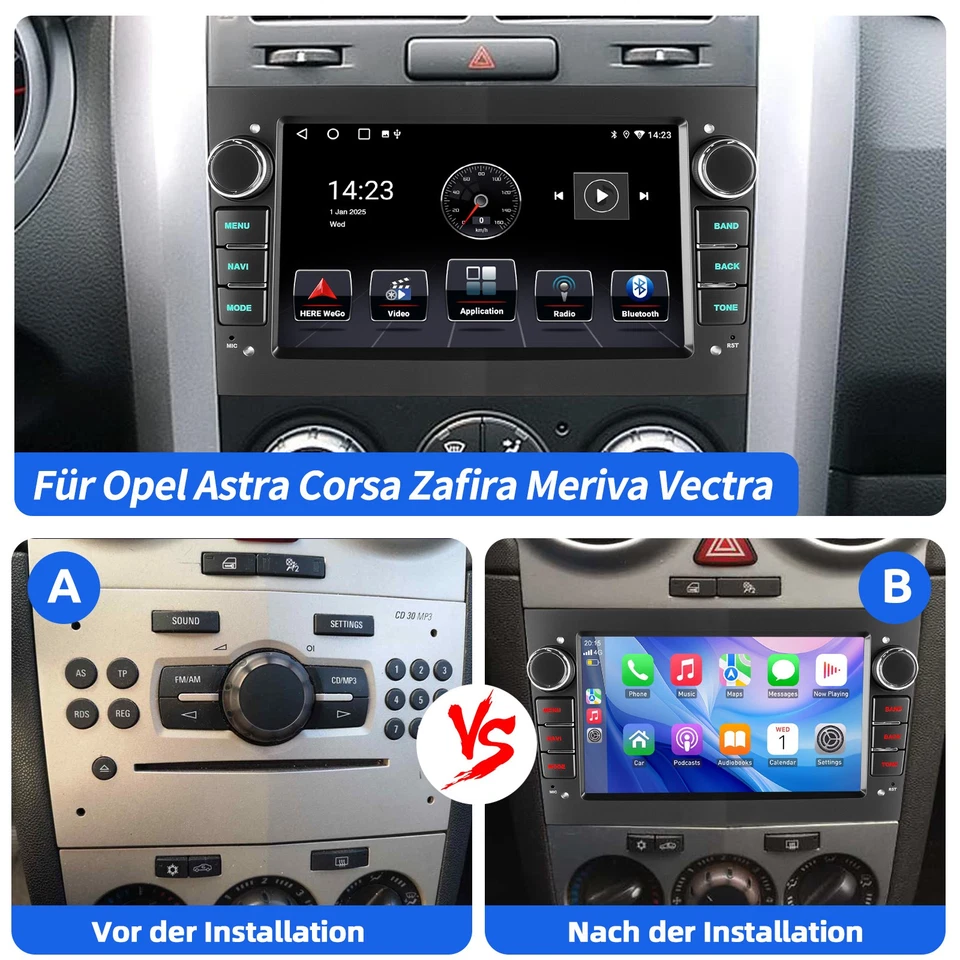 64G Android 15 Für Opel Astra H Corsa C/D Vectra Zafira Autoradio Carplay Kamera - Bild 4 von 4
