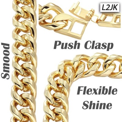Miami Cuban Curb Chain Necklace 10mm 30In & Billion Dollar Gold Bar Plated XL