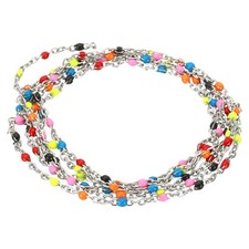 1m/3.3 Feet Stainless Steel Cable Chain, Silver Link Chain Enamel Beads