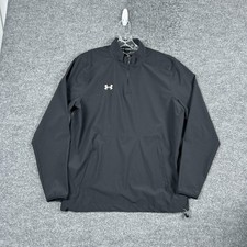 Under Armour Jacket Mens Medium Black 1/4 Zip Windbreaker Softshell Pockets