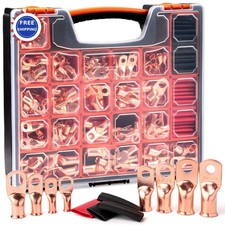 Battery Cable Ends Kit 264 PCS Copper Wire Lugs Terminals Connectors Heat Shrink