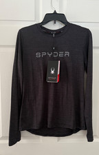 New 48 SPYDER ACTIVE Ladies Long Sleeve Black Top Size M Quick Dry Reflective