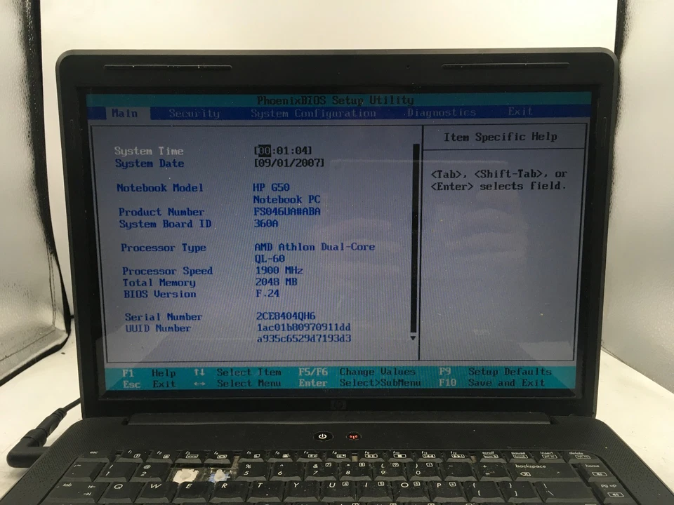 HP G50 109NR NOTEBOOK - BOOTS TO BIOS - AMD ATHLON DUAL CORE - 2GB RAM - READ-BB - Image 2 of 4
