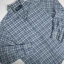 VTG Polo Ralph Lauren Shirt Mens Large Plaid Western Sawtooth Pearl Snap Cowboy