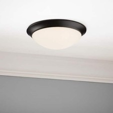 HAMPTON BAY Stetson 11 in. Satin Bronze 5CCT LED Flush Mount Frosted Glass Shade