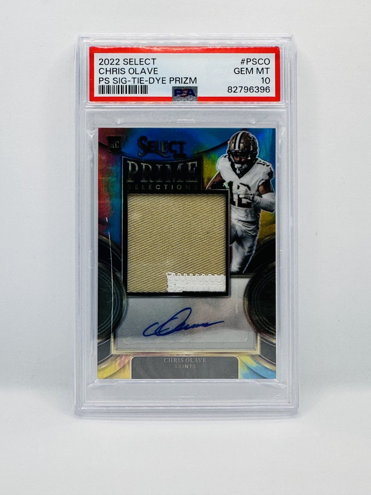 2022 Select Tie-Dye RPA Chris Olave PSA 10 #18/25 RC Rookie Patch Auto Prizm SP