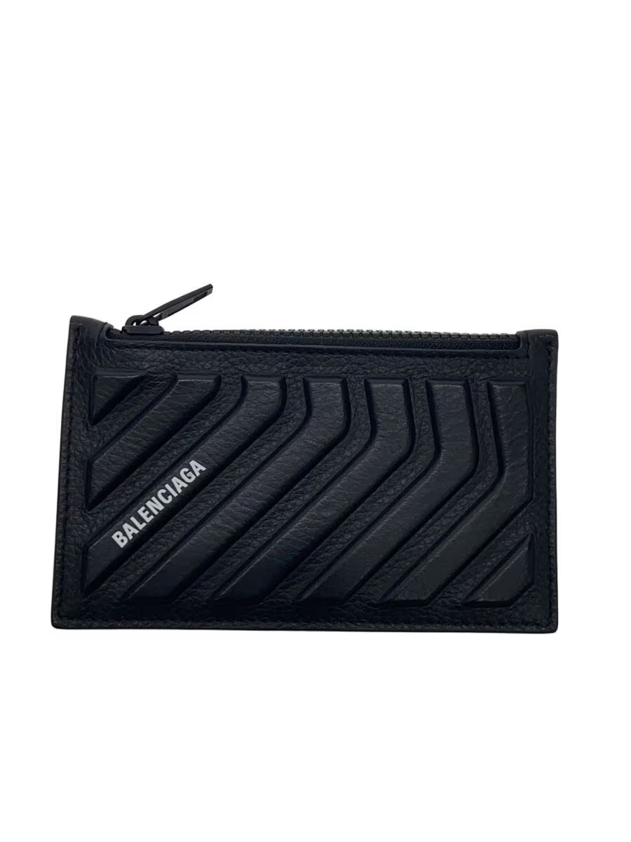 BALENCIAGA Men's Leather Card Case, Black, 663714