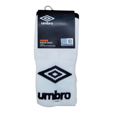 UMBRO Kids Junior 1 Pair Soccer Socks - White, Black Logo Size 3-9 NEW