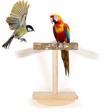 Natural Wood Bird Perch Stand Training, Rocking for Birds, wooden