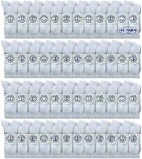 48 PK of Yacht  Smith Men's Wholesale Bulk Cotton Socks, Size 10-13 White 