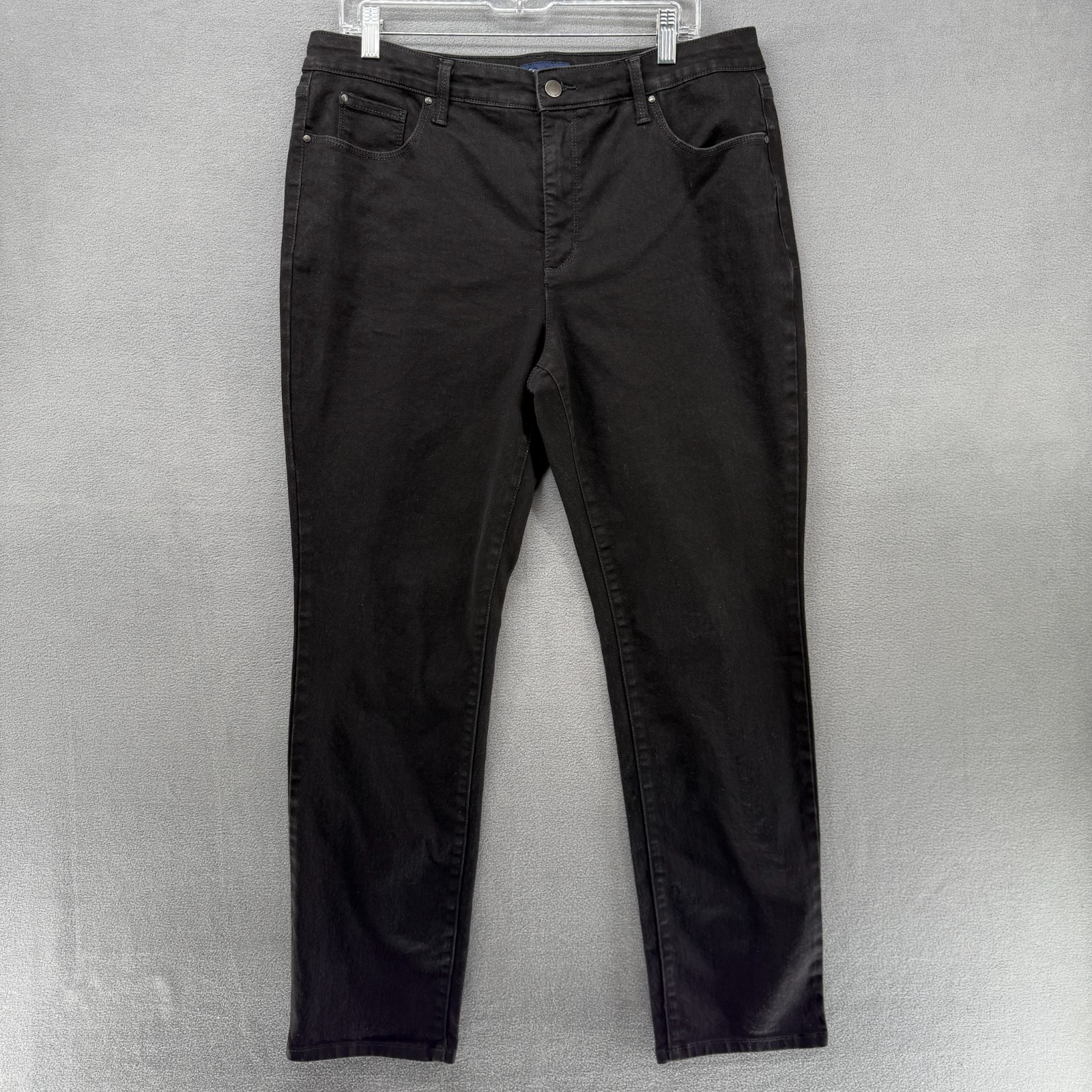 Charter Club Jeans Womens 16 Black Denim Lexington Straight Stretch High Rise