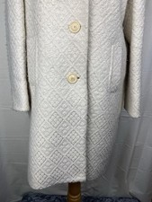 Jigsaw Luxury Cream Diamond Textured Virgin Wool Blend Mid-Length Coat Size 10