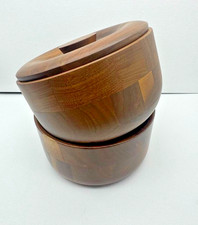 Lot 2 Solid wood Black Walnut Bowls 1 Lid 6 3/8" diameter Rustic Decorative
