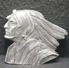 XA15175 VINTAGE 1970s  INDIAN CHIEF  NATIVE AMERICAN ARTWORK MENS BELT BUCKLE