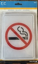 Hillman Plastic No Smoking Symbol, Self-Stick Sign 5" x 7"