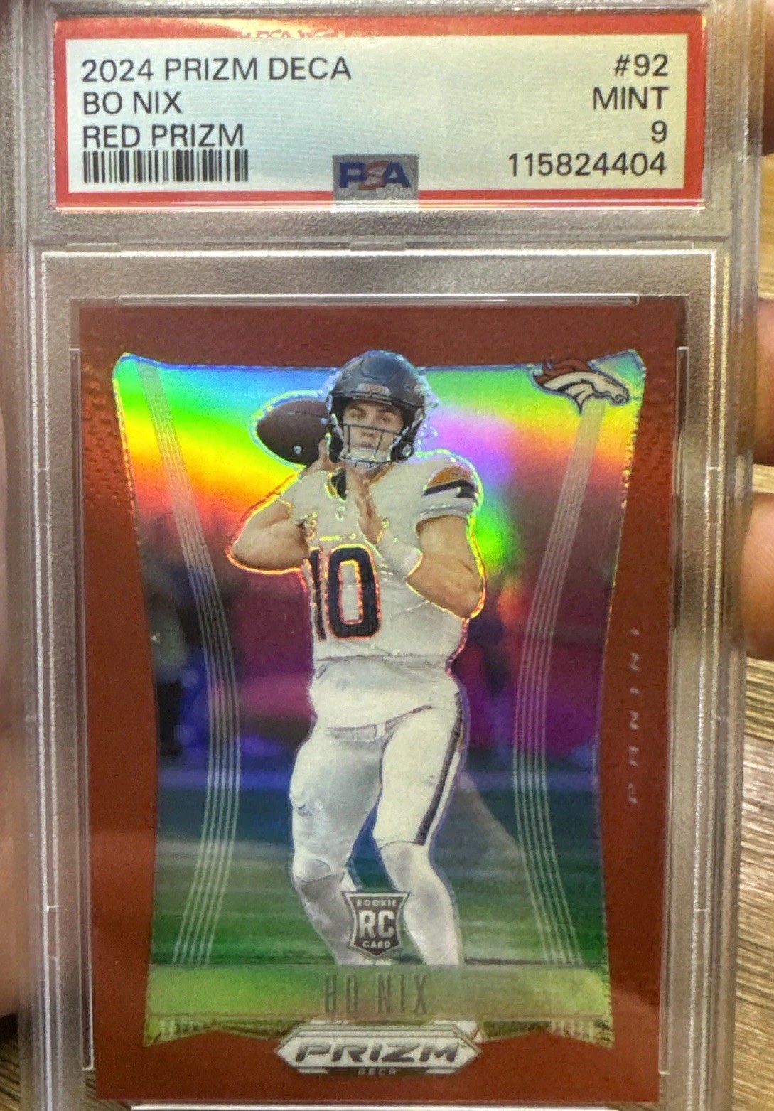 BO NIX PSA 9 2024 PANINI PRIZM DECA #92 ROOKIE RC RED /199 BRONCOS 🔥🔥🔥
