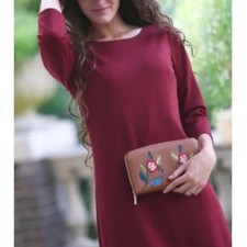 Dainty Jewells Size XXXL 3X Burgundy 3/4 Sleeve Modest Midi Dress Church Wedding